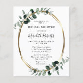 バジェットユーカリプトゥスゴールドフォイルブライダルシャワー招待状 (正面)