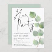 バジェットユーカリプトゥススクリプトヘンパーティの招待状 (正面/裏面)