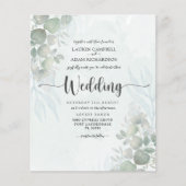 バジェットユーカリプトゥスセージグリーン結婚式招待状 (正面)