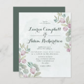 バジェットユーカリプトゥスセージグリーン結婚式招待状 (正面/裏面)