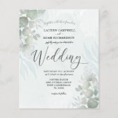 バジェットユーカリプトゥスセージグリーン結婚式招待状 (正面)