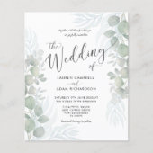 バジェットユーカリプトゥスセージグリーン結婚式招待状 (正面)