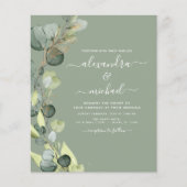 バジェットユーカリプトゥスセージグリーン結婚式招待状 チラシ (正面)