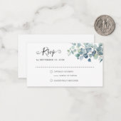 バジェットユーカリプトゥスセージグリーンRSVP春の結婚式 ノートカード (正面/裏面インサイチュ)