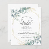 バジェットユーカリプトゥスセージブライダルシャワー招待 (正面/裏面)