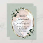 バジェットユーカリプトゥスセージ写真結婚式招待状 (正面/裏面)