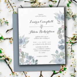 バジェットユーカリプトゥスダスティーブルー結婚式招待状