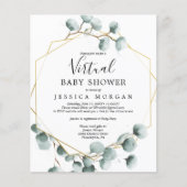 バジェットユーカリプトゥスバーチャルベビーシャワー招待状 (正面)