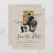 バジェットユーカリプトゥスバーラップ結婚式の日付を保存 (正面/裏面)