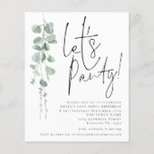 バジェットユーカリプトゥスパーティー任意の年齢パーティー招待状 (正面)