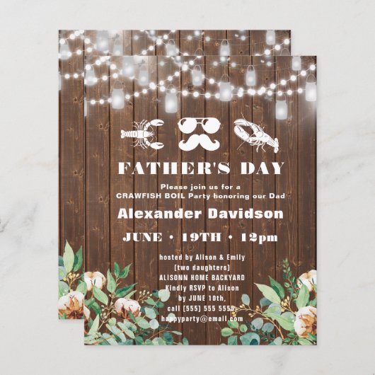 バジェットユーカリプトゥスファーザーズデイパーティの招待状 (正面/裏面)