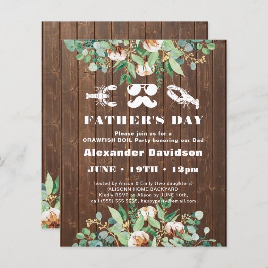 バジェットユーカリプトゥスファーザーズデイパーティの招待状 (正面/裏面)