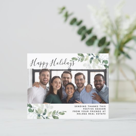 バジェットユーカリプトゥスフォトハッピーホリデーズカード (スタンド正面)