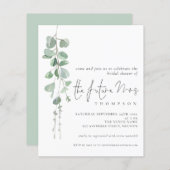 バジェットユーカリプトゥスフューチャーミセスブライダルシャワー招待状 (正面/裏面)
