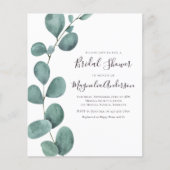 バジェットユーカリプトゥスブライダルシャワー招待 (正面)