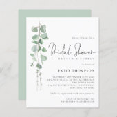 バジェットユーカリプトゥスブランチブライダルシャワー招待状 (正面/裏面)