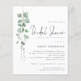 バジェットユーカリプトゥスブランチブライダルシャワー招待状