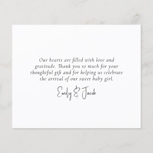 バジェットユーカリプトゥス写真ベビーサンキューカード (裏面)