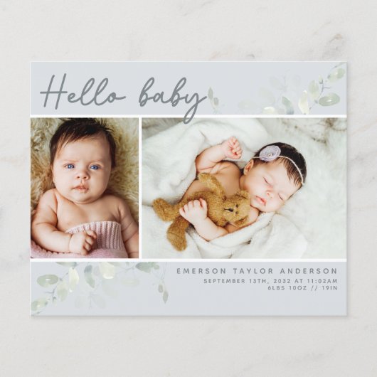 バジェットユーカリプトゥス写真ベビーサンキューカード (正面)