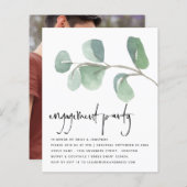 バジェットユーカリプトゥス写真婚約パーティ招待状 (正面/裏面)