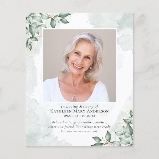 バジェットユーカリプトゥス写真悔やみや弔慰サンキューカード (正面)