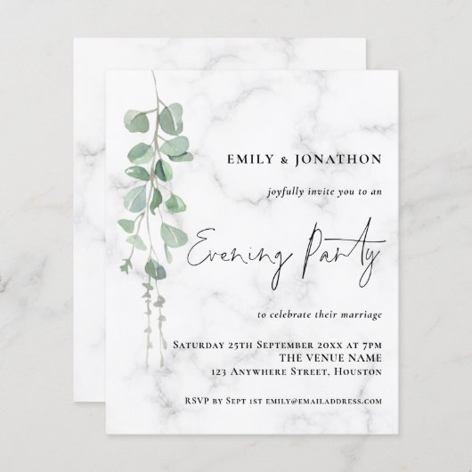 バジェットユーカリプトゥス結婚マーブル夕べパーティー (正面/裏面)