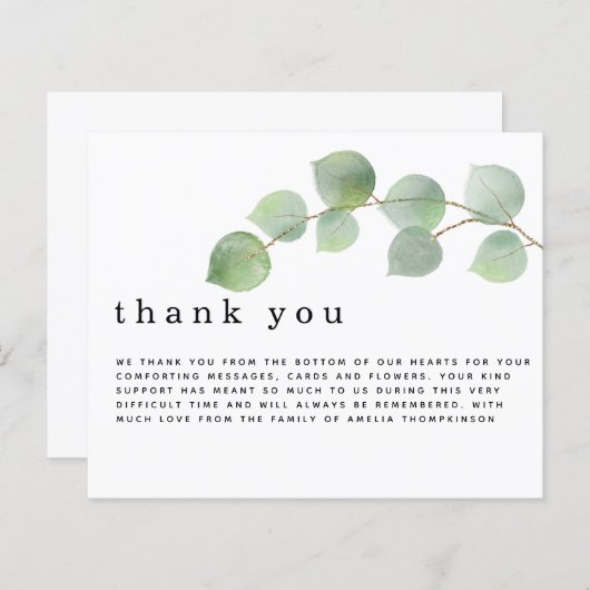 バジェットユーカリプトゥス葬儀悔やみや弔慰サンキューユー (正面/裏面)