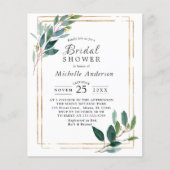 バジェットユーカリプトゥス金ゴールドブライダルシャワー招待 (正面)