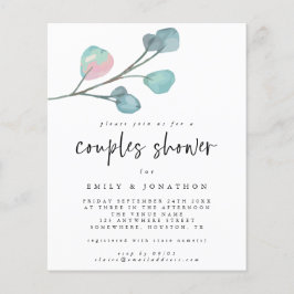 バジェットユーカリモダンプツカップルシャワー招待状