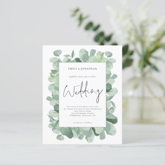 バジェットユーカリリーフフレーム結婚式招待状 (スタンド正面)