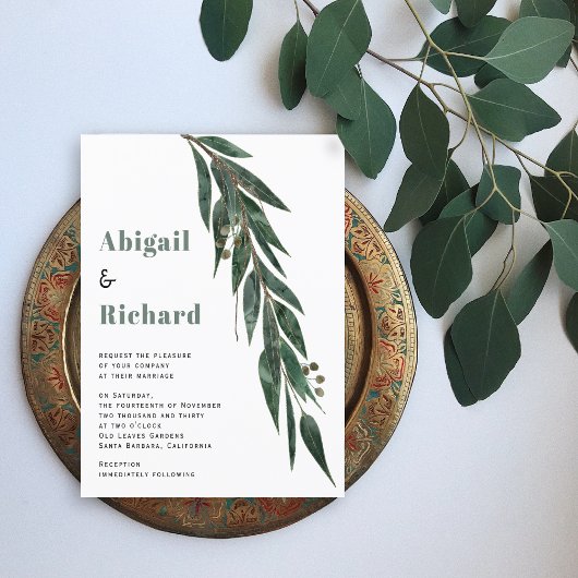 バジェットユーカリ枝葉結婚式招待状