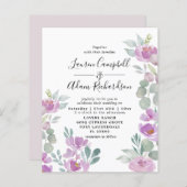 バジェットユーカリ水の色ピンクの結婚式の招待 (正面/裏面)