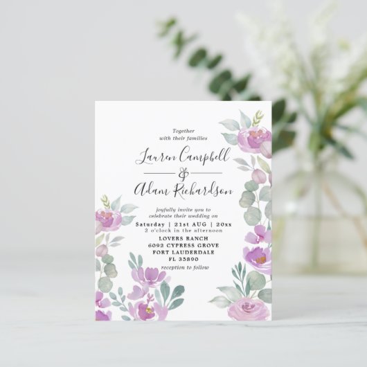 バジェットユーカリ水の色ピンクの結婚式の招待 (スタンド正面)