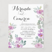 バジェットユーカリ水の色ピンクの結婚式の招待 (正面)
