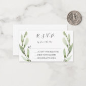 バジェットユーカリ水の色モダンRSVPカード ノートカード (正面/裏面インサイチュ)