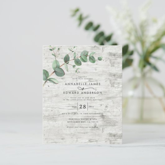 バジェットユーカリ白木結婚式招待状 (スタンド正面)