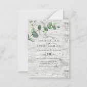 バジェットユーカリ白木結婚式招待状 ノートカード (正面)