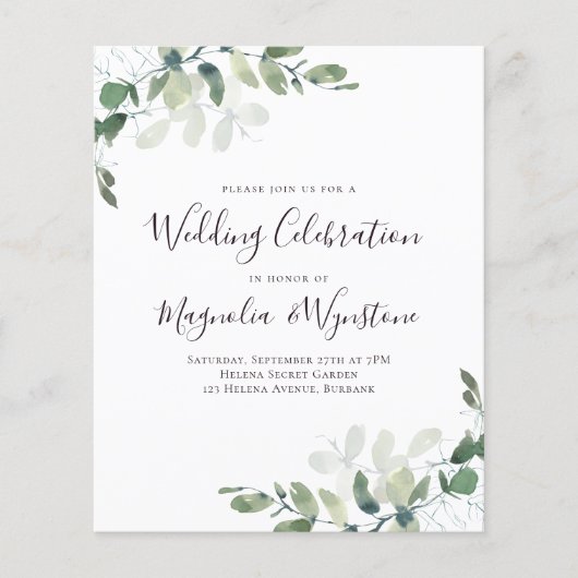 バジェットユーカリ結婚プタスお祝い招待状 (正面)