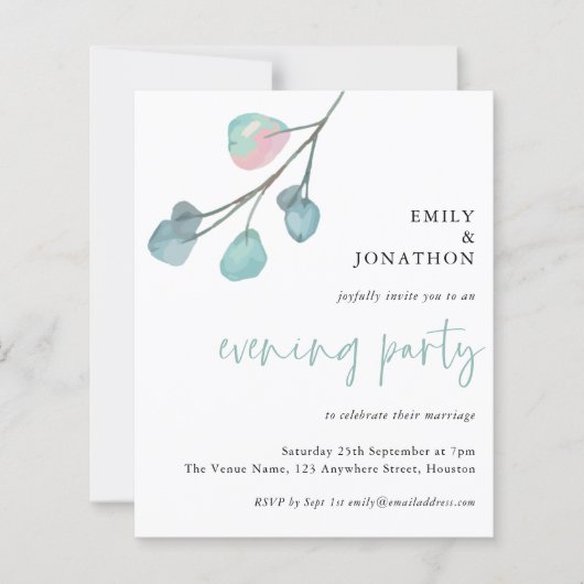 バジェットユーカリ結婚プタス夕べパーティー招待状 (正面)