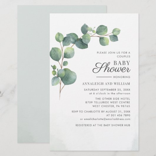 バジェットユーカリ緑カップル赤ちゃんシャワー 便箋 (正面/裏面)