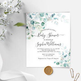 バジェットユーカリ葉パインシャワー招待状