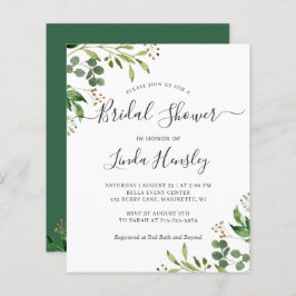 バジェットユーカリ葉ブライダルシャワー招待状