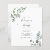 バジェットユーカリ葉ブライダルシャワー招待 (正面/裏面)