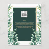 バジェットユーカリ赤ちゃんシャワー金ゴールドQRコード招待状 チラシ (裏面)