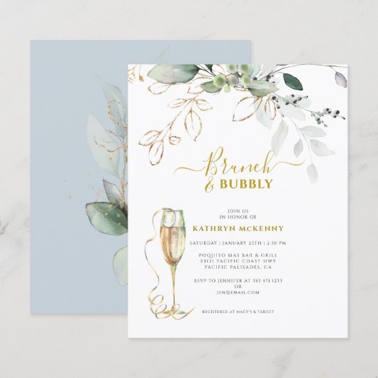 バジェットユーカリ金ゴールドダスティブルーブライダルシャワー (正面/裏面)