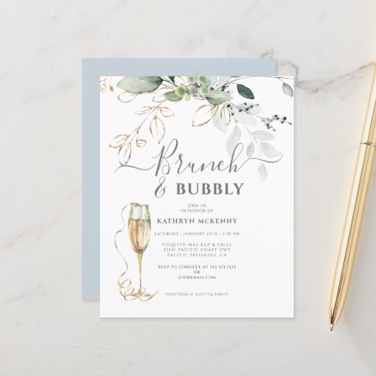 バジェットユーカリ金ゴールドダスティブルーブライダルシャワー (正面/裏面インサイチュ)