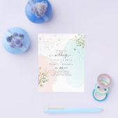 バジェットユーカリ金ゴールドピンクブルー葉ズ結婚ズ チラシ (シングル)