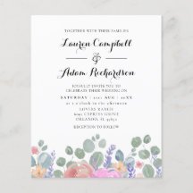 バジェットユーカリ&ラベンダーウォーターカラー結婚ズ