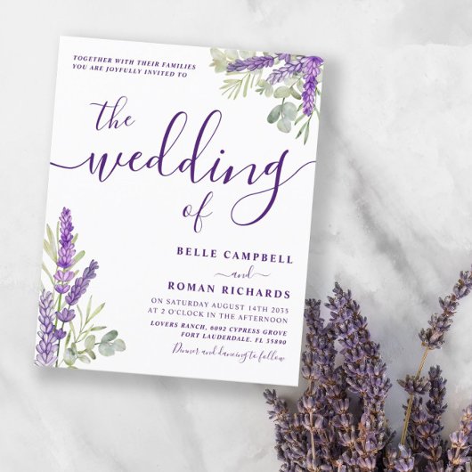 バジェットユーカリ&ラベンダー結婚式招待状