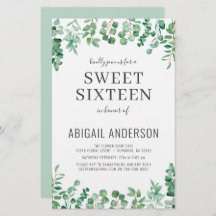 バジェットユーカリSweet sixteenパーティの招待状